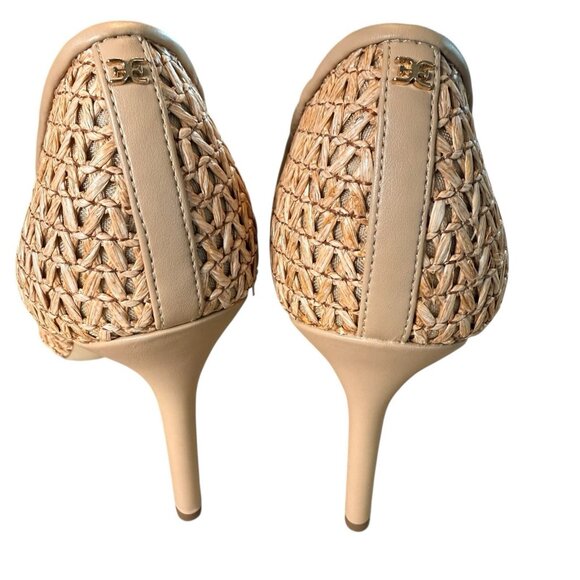 Sam Edelman Hazel Pumps Women's US 9 Tan Raffia Pointed Toe Stiletto Heel - Picture 5 of 7